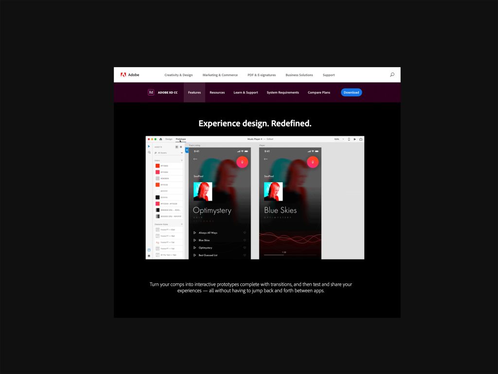website size adobe xd